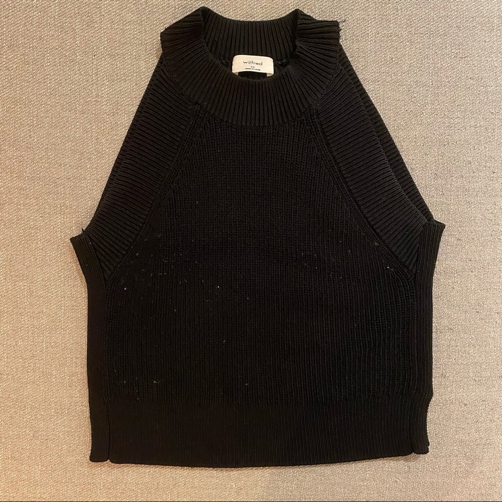 Aritzia Wilfred Crevier Knit Top, Black (XS)
